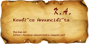 Kovács Annunciáta névjegykártya